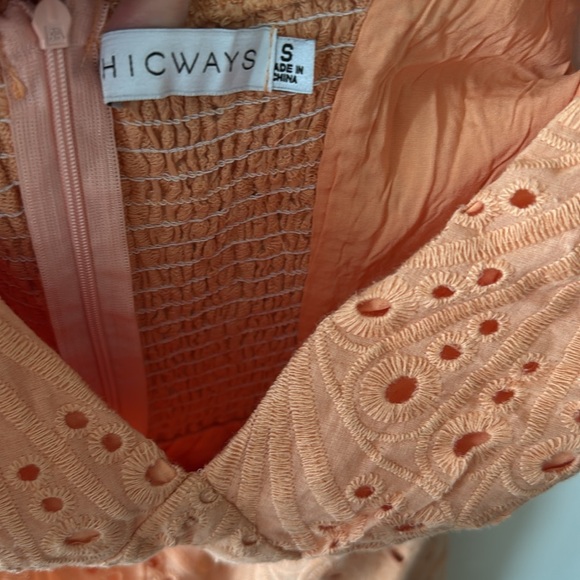 Chicways | Women’s Small | Orange Eyelet Romper Jumpsuit - Picture 7 of 10